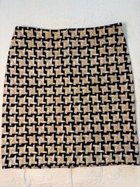J. McLaughlin Black and Gold hound tooth Geometric A-Line  Pencil Skirt 6